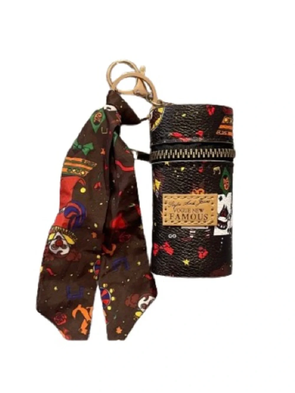 Vogue New Famous Bag Charm “Vintage Circus “Mini Scarf Barrel -zipper